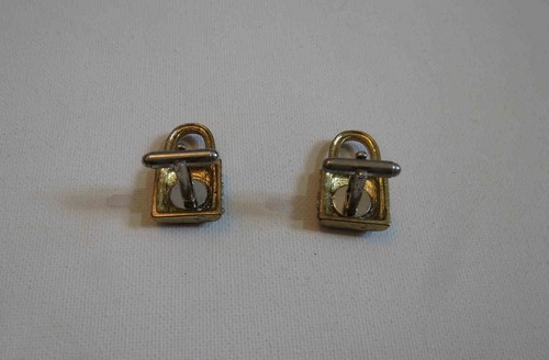 Vintage Diamante Padlock Cuff Links - Picture 3 of 3