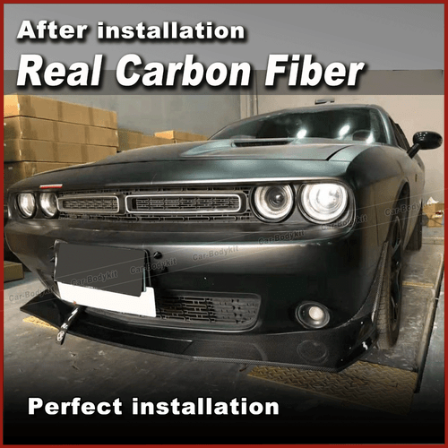Labio delantero de carbono alerón delantero Splitters labio se adapta a Dodge Challenger 15-19 - Imagen 2 de 14