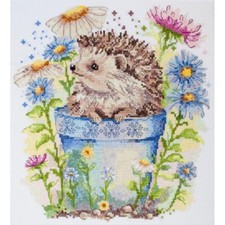 Counted Cross Stitch Kit Hedgehogs in flowers DIY Abris Art