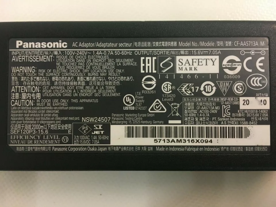 Panasonic  110W Netzteil CF-AA5713A  Power Supply FZ-55 CF-53 CF-54 CF-VEB541 - Bild 2 von 2