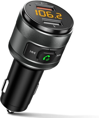 Bluetooth 5.3 FM Transmitter for Car, 3.0 Wireless Radio Black