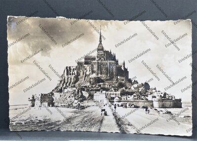 vintage 1958 RPPC real photo postcard Le Mont St Michel Normandy France