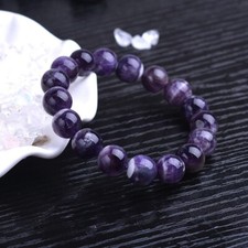 10mm Amethyst Stone Beaded Bracelet Purple Crystal Stretch Bracelet Handmade