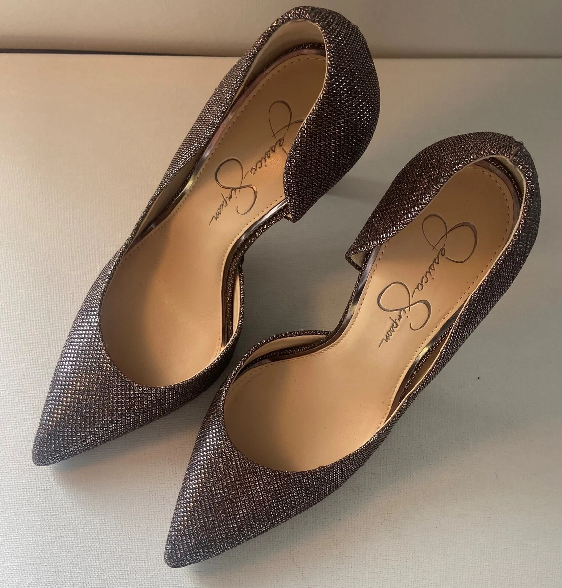 Jessica Simpson Sparkly Pointed Toe Metallic Shimmer Pumps Heels size 8.5