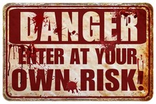 Halloween Decorations Outdoor Scary Metal Sign 12 inches x 8 inches, Multi