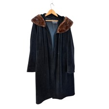 Vintage 60 s velour swing coat fur collar XL