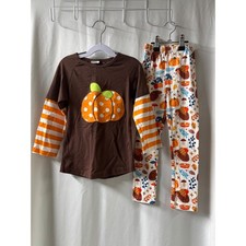 Pumpkin Appliqu Shirt Fall Pumpkin Themed Leggings NWOT Girl's 5T