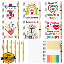 ANGOLIO 60pc Teacher Appreciation Notebook Bamboo Pens Gift Bulk