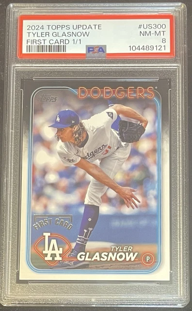 Tyler Glasnow 2024 Topps Update First Card 1/1 US300 PSA 8 Very 1st Dodgers Card
