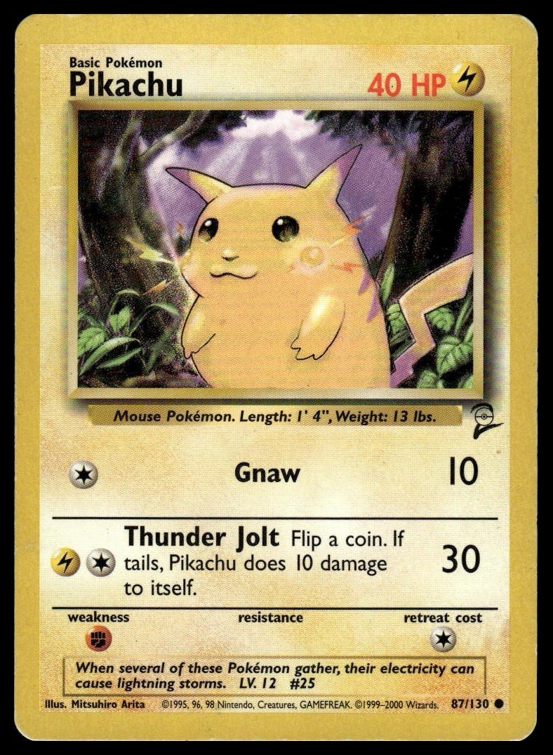 Pikachu 87/130 2000 Wizards Pokemon Base Set 2 TCG