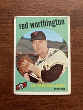 1959 Topps, #28 Red Worthington, Low Grade (crease)