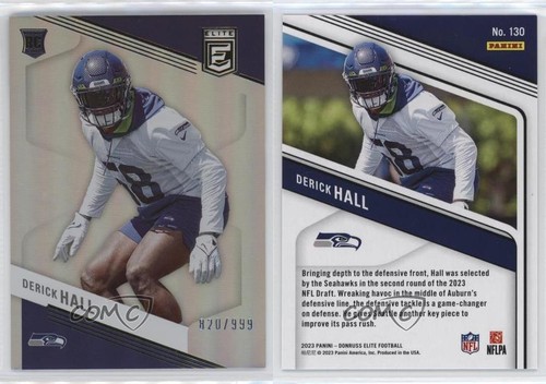 2023 Panini Donruss Elite Rookies 820/999 Derick Hall #130 14mq - Picture 3 of 3