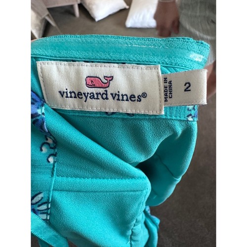 Maxi Vestido Vineyard Vines Sin Tirantes Azul Turquesa Estampado Floral Verano Informal - Imagen 6 de 6