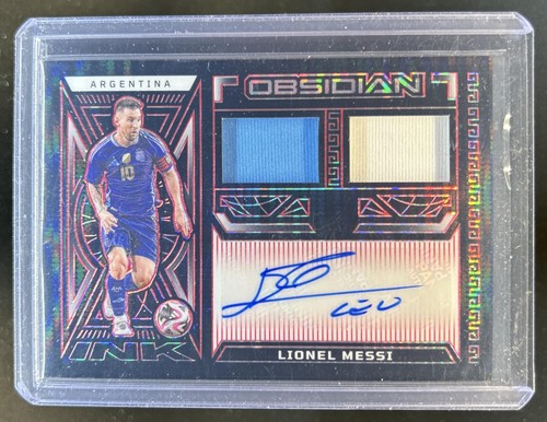 2023-24 Obsidian Lionel Messi Dual Jersey Ink Electric Etch Red Pulsar Auto #/5