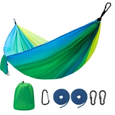 Camping Hammock,Lightweight Nylon Hammock,Portable Hammocks with Two Tree Rop...