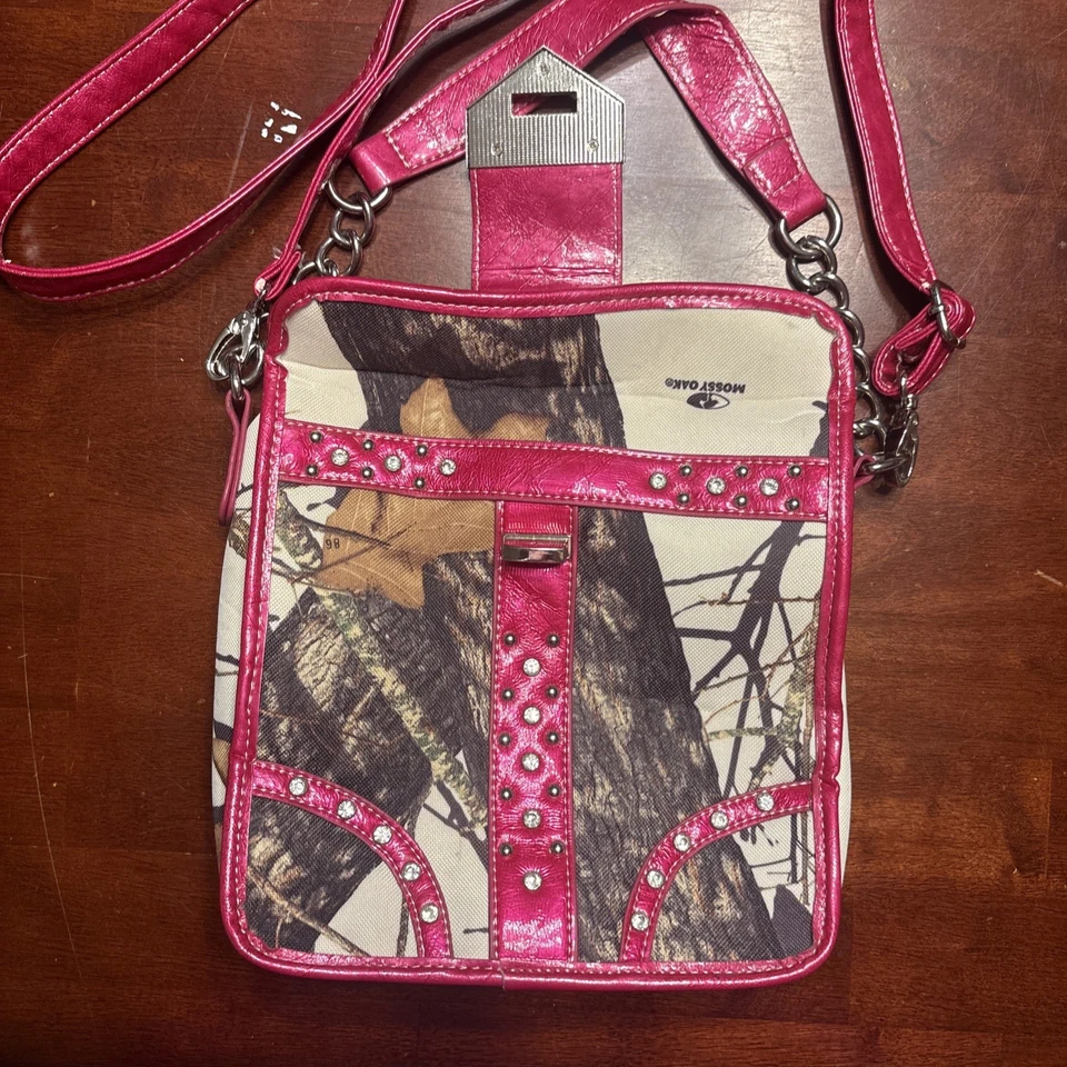 Bolso de mano cruzado camuflaje roble musgo patrón camuflaje estrás Foto 2 de 4