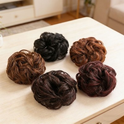 Realistischer Haardutt Scrunchie für Perücken - Matte Seide 25g weiches Locken Design