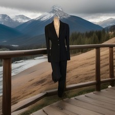 St.John Collection Woman  s Navy Blue Knit Pants Suit Size 8