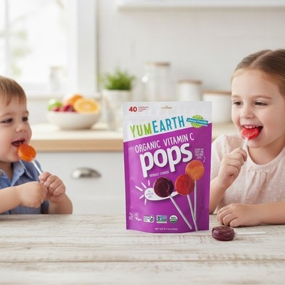YumEarth Organic Vitamin C Pops - 40 Assorted Fruit Lollipops, Allergy Friendly