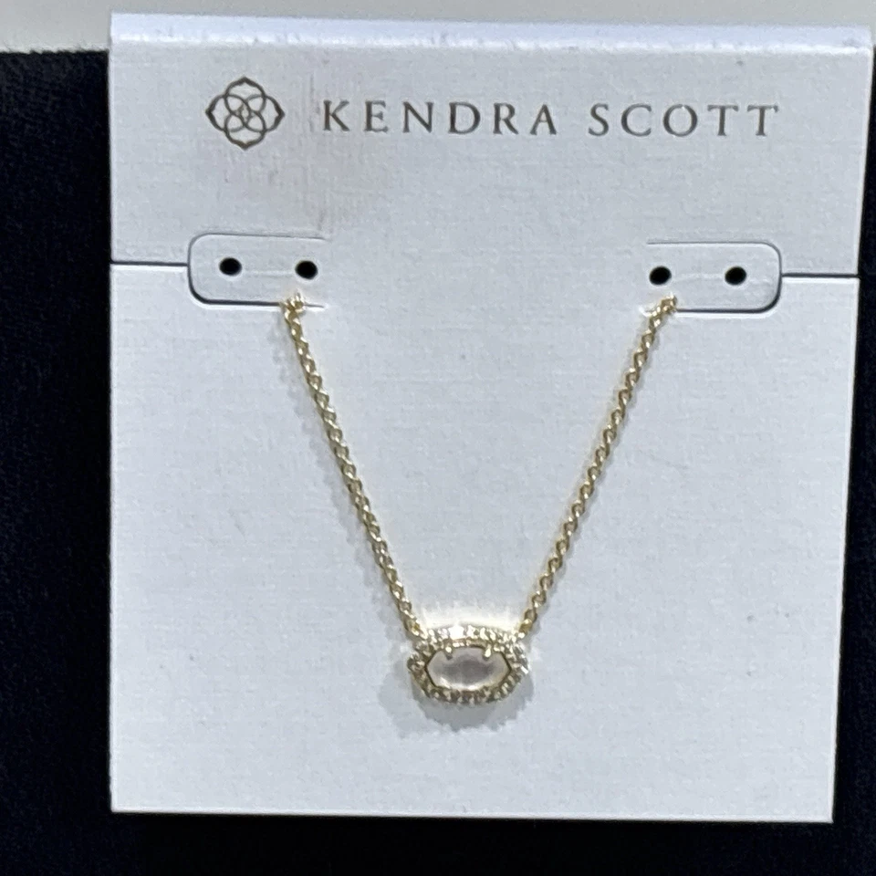 Collar Kendra Scott Chelsea Madreperla Circonita cúbica Colgante Tono Dorado NUEVO Foto 4 de 4