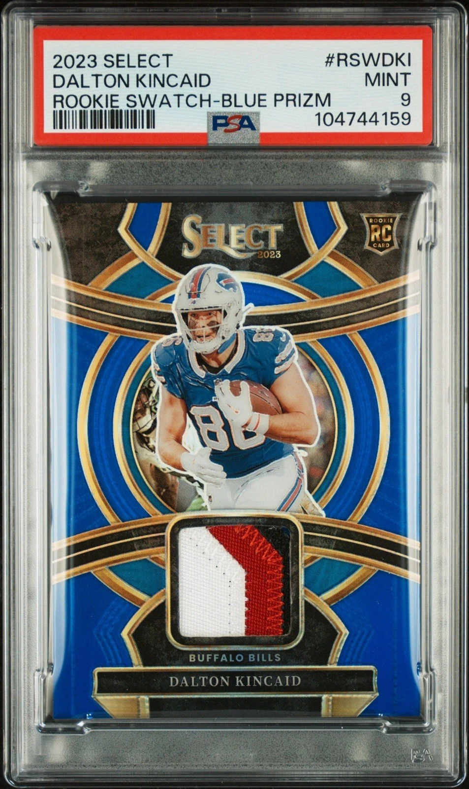 Dalton Kincaid Panini Select Rookie Swatches #RSWDKI Blue Prizm