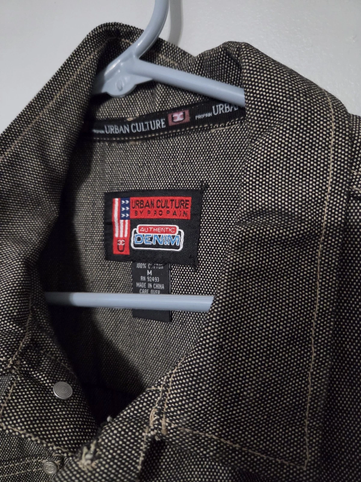 Propain Urban Culture  Mens  Black Denim Front Button Jacket Cotton Longsleeve M image 2