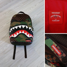 Mochila Boca Tiburón A Cuadros Sprayground Verde Caoba Rojo Unisex LEER