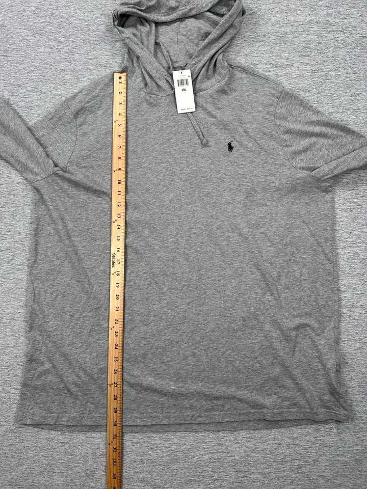 Polo Ralph Lauren толстовка с капюшоном рубашка мужская XXL серый хлопок легкий с капюшоном новый - Изображение 4 из 4