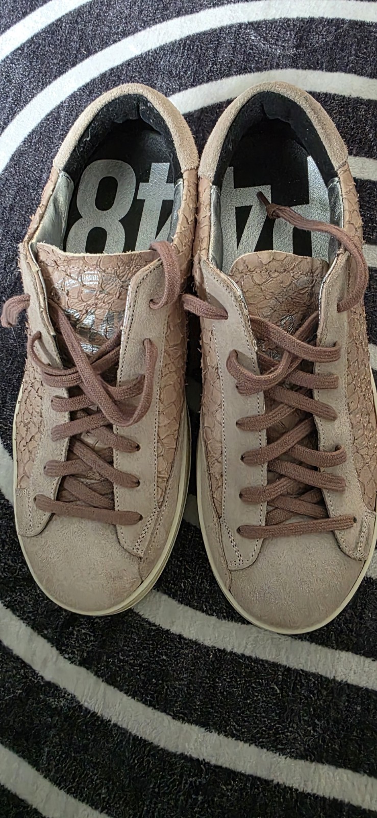 P448 Pink Python John Snake Embossed Leather Sued… - image 3