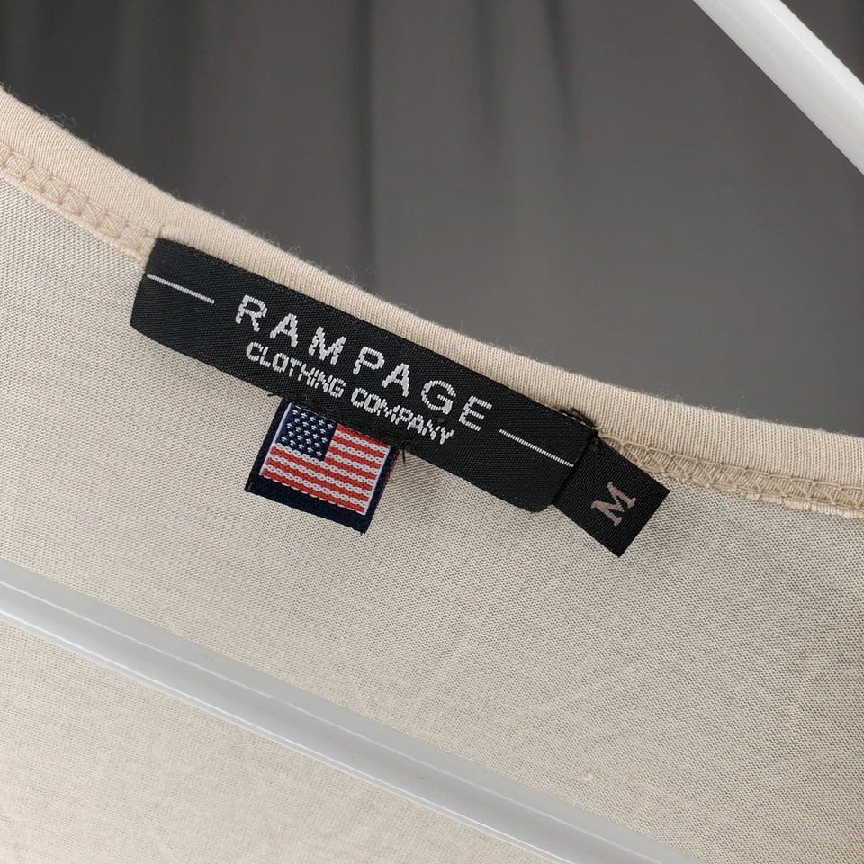 Top Rampage Años 90 De Colección Cuello en V Juniors Medio Beige Corbata Acanalada Imitación Envoltura Y2K EE. UU. Foto 3 de 4