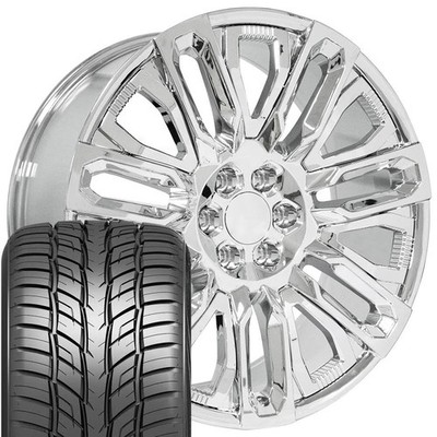 OE Wheels CV57 24x10 Chrome Rims & 295/35R24 HP Tires Set 6X139.7 31ET