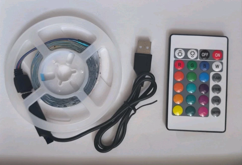 2m USB LED Light Strips Remote Control RGB 3528 TV Cabinet Room Lighting NEW - Image 2 of 4