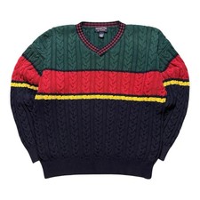 VTG 90  s Y2K Roundtree  Yorke Cable Knit Sweater Mens L
