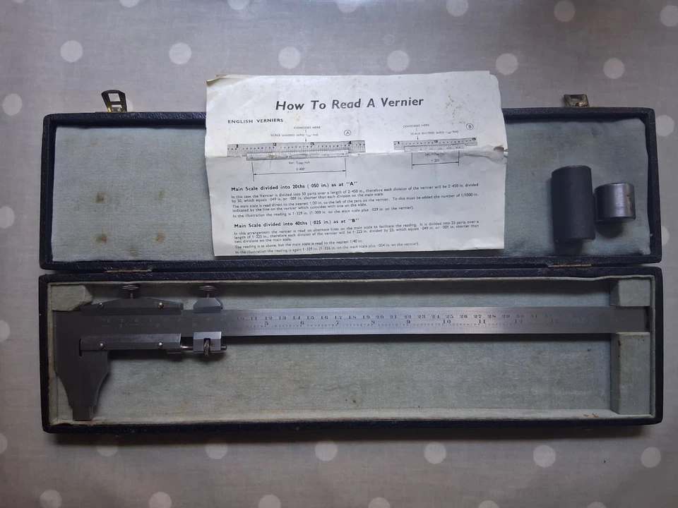 Chesterman Sheffield 14'' 360mm Vernier 770 - Vintage - Case Calibration Guide. - Image 2 of 4