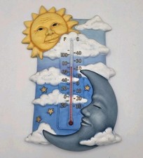 Vintage Sun & Moon Face Pottery Wall Hang The...