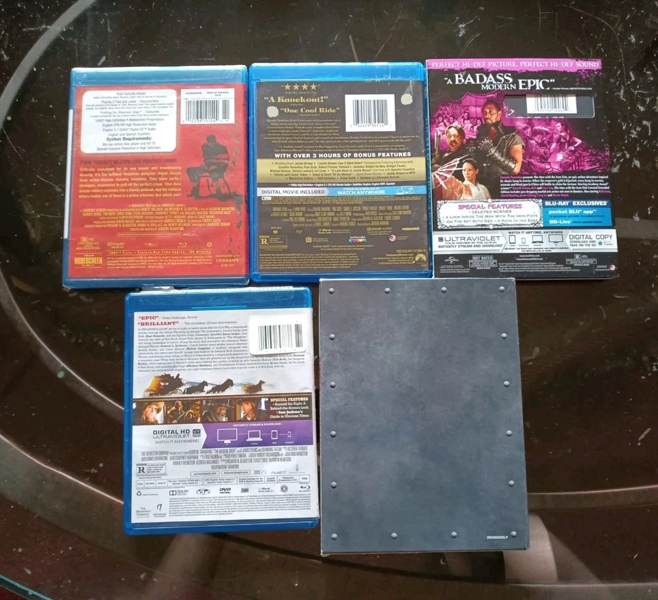 Quentin Tarantino Blu-ray Lot Of 5: Django Unchained/The Hateful Eight/Jackie Foto 2 de 3