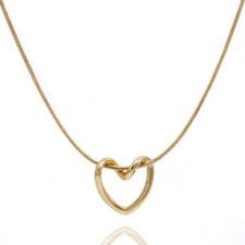 Dainty 14K Gold Plated Heart Pendant Necklace for Women Delicate and Cute Love H