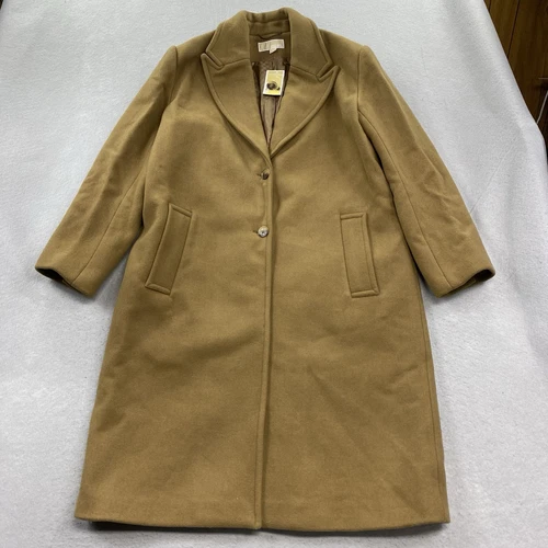 Giacca Michael Kors donna extra large marrone trench cappotto misto lana bottoni davanti