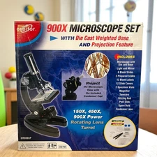 Orbitor 900X Microscope Set with Slides & Accessories Die-Cast Base Projection