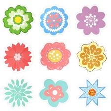 JUNEBRUSHS Flower Cutouts, 72PCS Spring Flower Paper Cutouts Springtime Bulle...