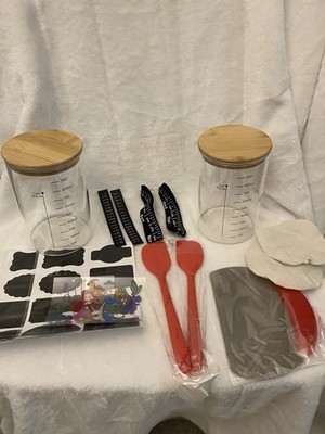 Sour Dough Starter Jar Kit 2 Pack 30oz Jars Stainless Steel Scraper for Bread