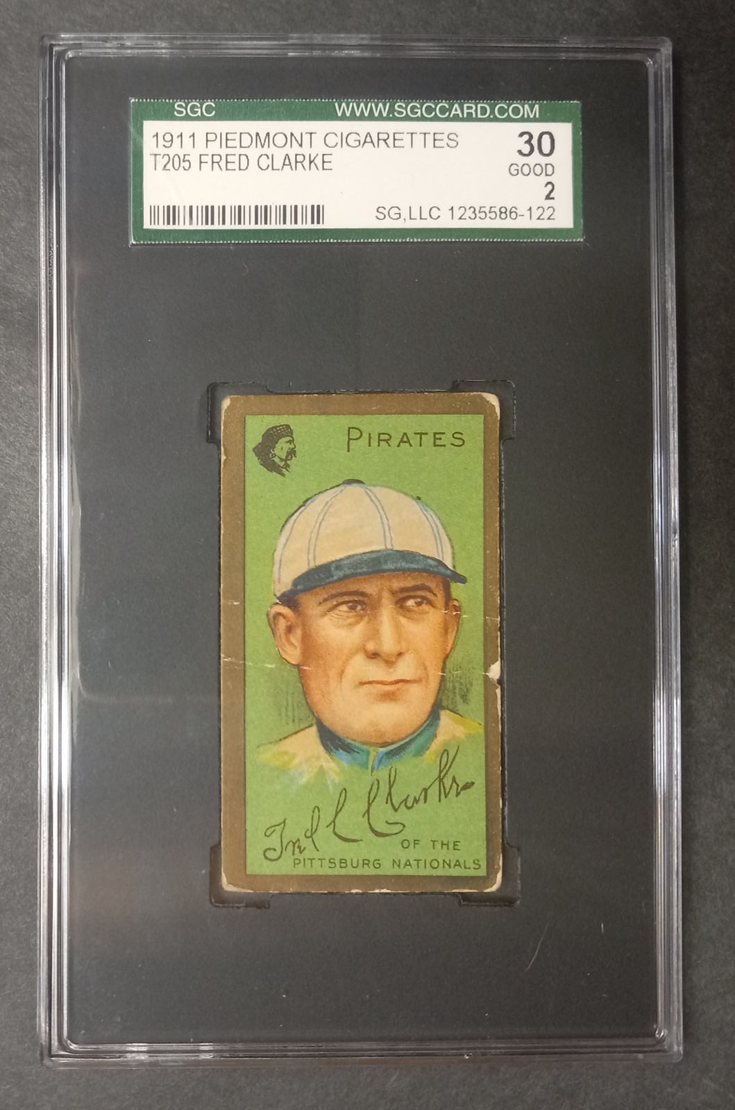 1911 T205 Gold Border - Fred Clarke - HOF - Piedmont - SGC 2 GOOD
