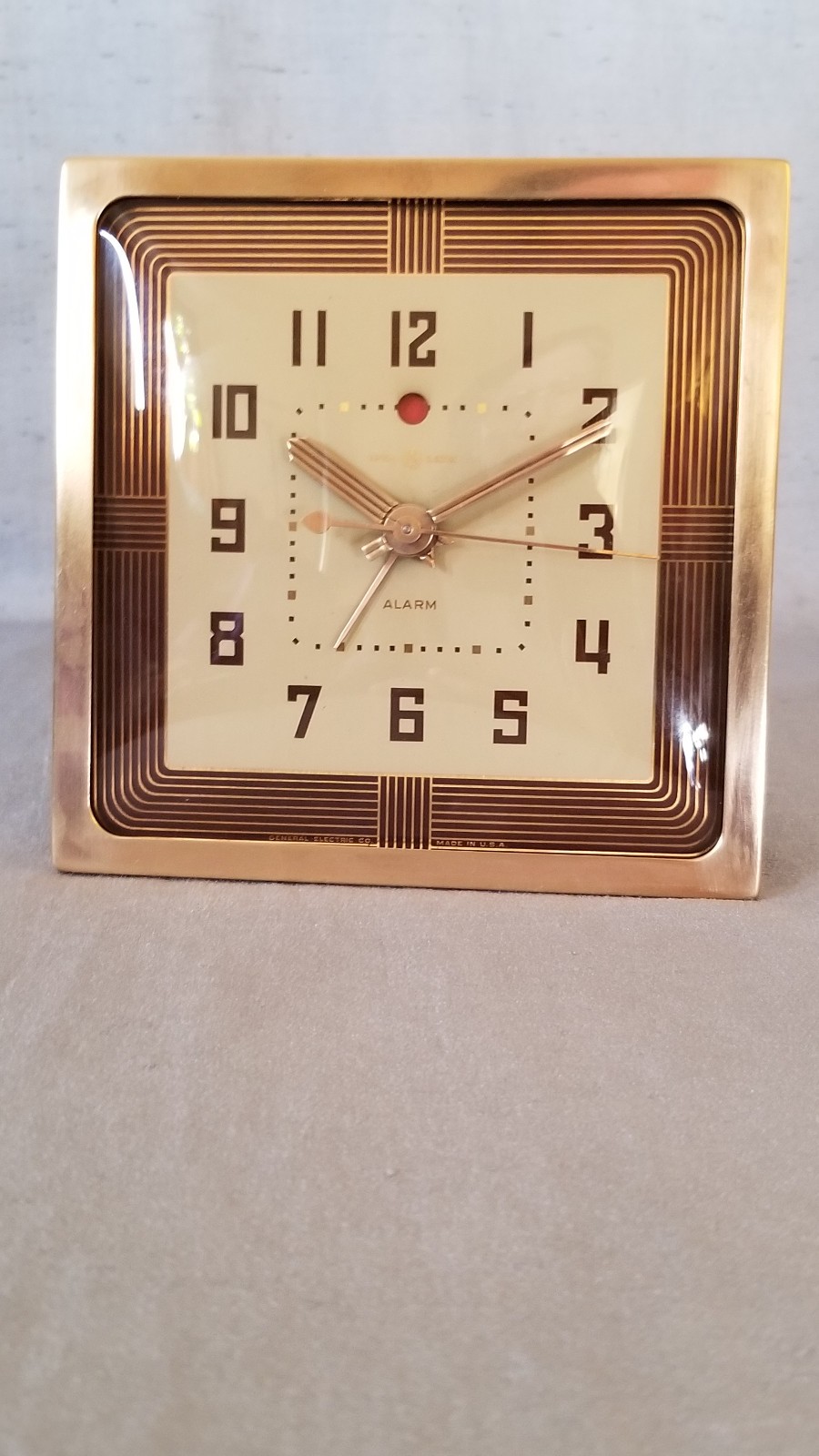 GE/Telechron 7H112 Gallant 1940 Mid-Century Brass Desk/Alarm Clock Working