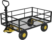 1200lbs Heavy Duty Garden Cart Wagon, 2-in-1 Utility Yard Cart w/ Removable Side