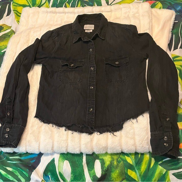 Universal Thread S Labette Black Button Down Raw … - image 7