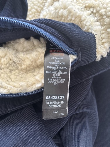 M&S Eighty Four Jacket Mens Blue Trucker Borg Fleece Corduroy Sherpa 2XL - Picture 11 of 11