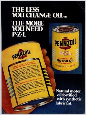 Pennzoil Motor Oil PZL Lubricant Garage Man Cave Wall Art Vintage Print Ad 1970s