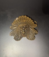 Sitting Bull Chief of the Sioux Native American Brass Belt Buckle Vintage