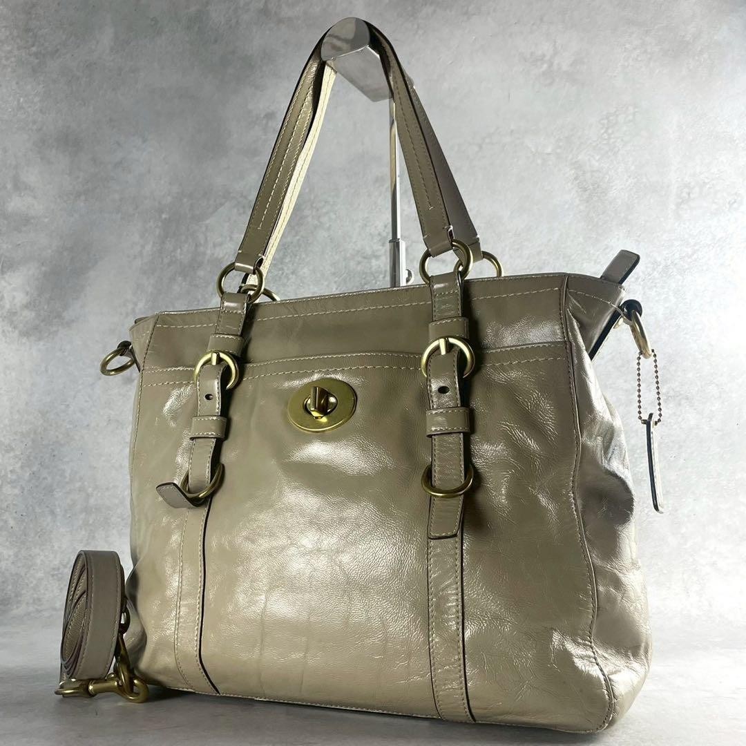 COACH 2-Way Tote Shoulder Bag Leather Turn Lock Japan A-251215-1 thumbnail 21