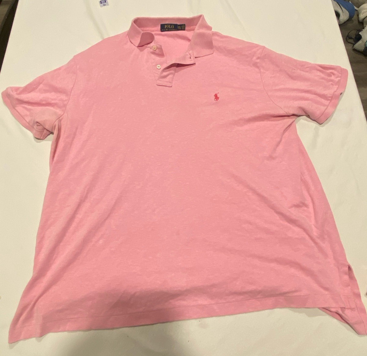 Polo Ralph Lauren camicia uomo 2XL rosa manica corta rosa pony morbido cotone moderno